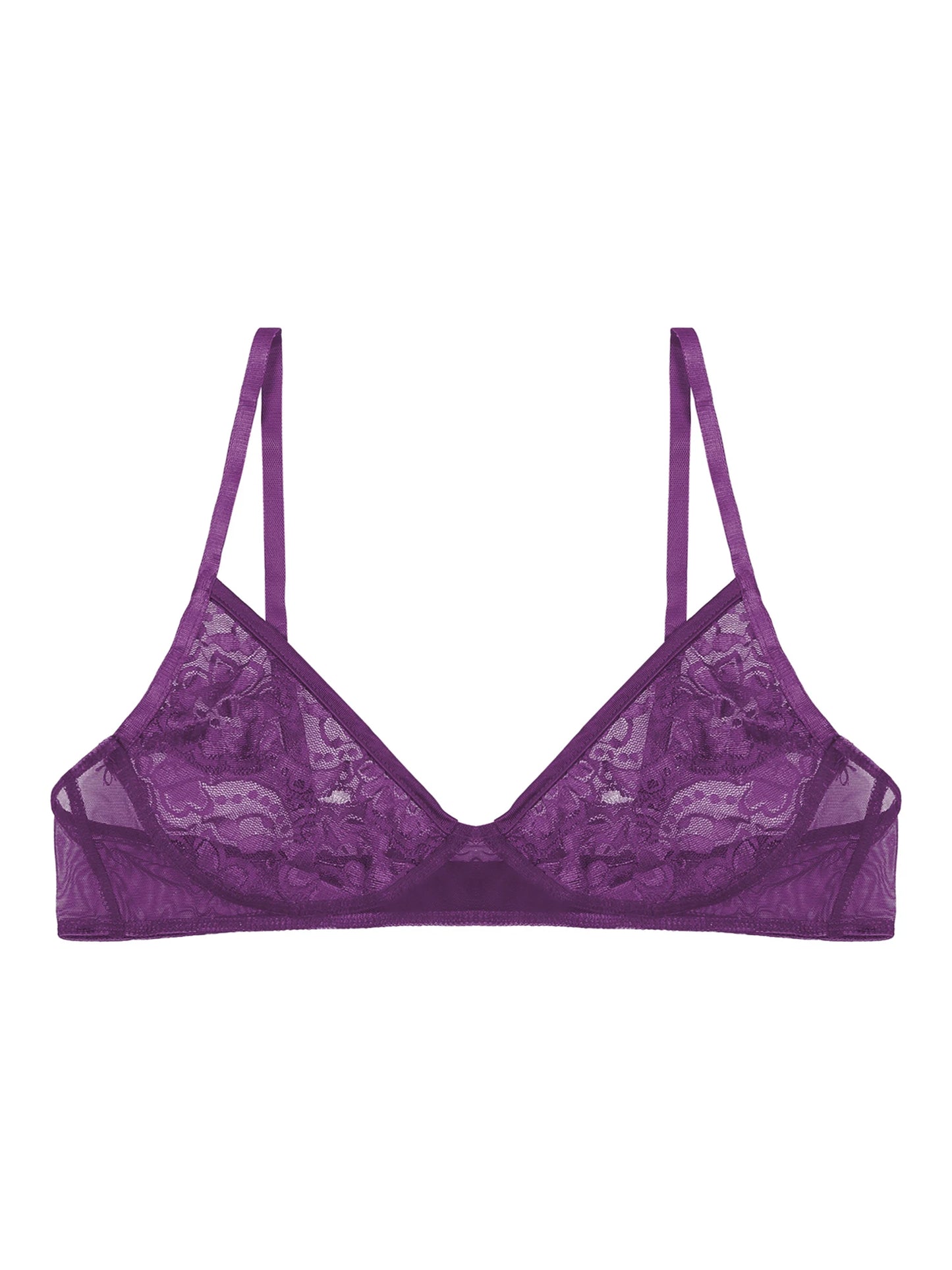 Women's Lace Unlined Bralette Underwire Sheer Bra See Through Sexy Cut Out Bra Adjustable Straps Exposed Nipples Brassiere